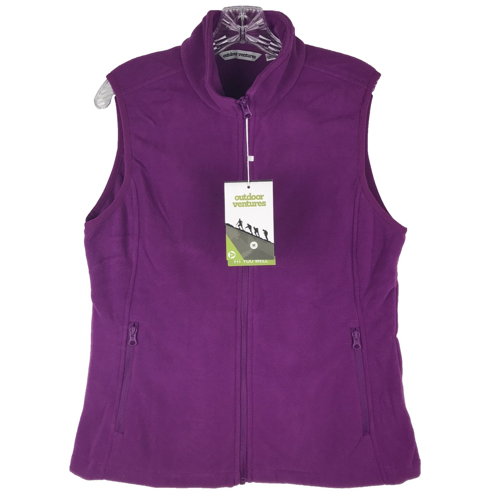 NWT Outdoor Ventures Zip Up Vest Thermal Fleece Zip Pockets Purple Medium